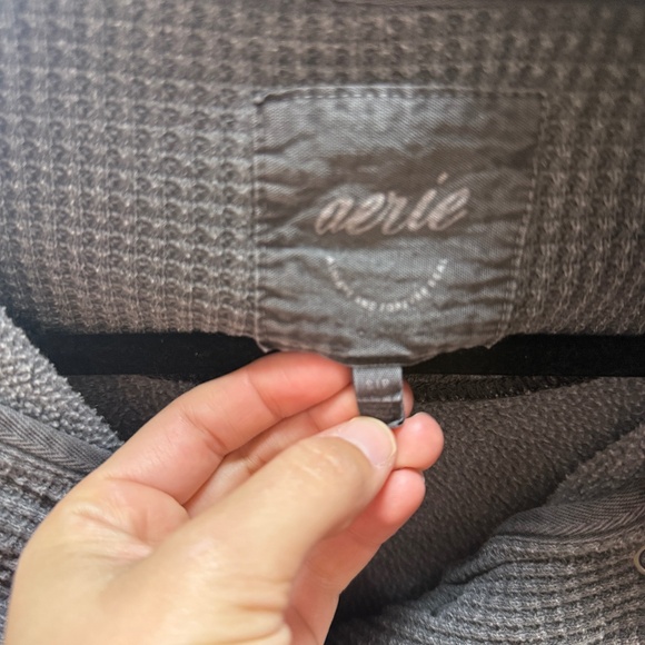 Aerie Charcoal Grey Henley Sweatshirt - Picture 3 of 4